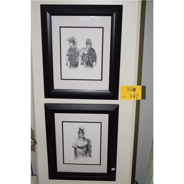 FRAMED HAWAIIAN WARRIOR PRINTS; HEANANI ENOS (2 PCS)