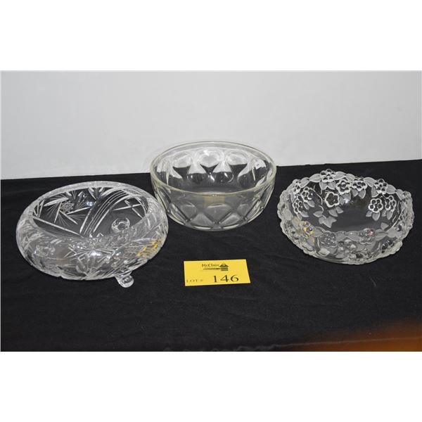 CRYSTAL & GLASS BOWLS (3 PCS)