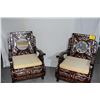 Image 1 : CHINESE ROSEWOOD INLAID MOTHER OF PEARL ARMCHAIRS, THE BACKS W/ROUND STORY MARBLE INSETS, MOTHER OF 