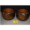 Image 1 : KIRI WOOD COPPER LINED HIBACHI W/GILT LACQUER WORK, MEIJI PERIOD (11" D X 8" H) (PAIR)