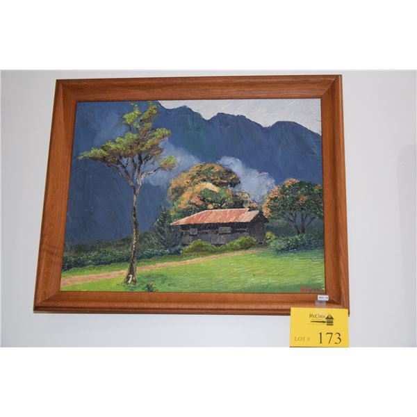 KOA FRAMED OIL ON CANVAS, "OLD PLANTATION HOME WAIMANALO"; SIGNED KIYOKO (16" X 20")