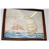 Image 2 : KOA FRAMED GOUACHE ON BOARD, "SHIPS & DIAMOND HEAD", SIGNED, CA. 1939 & BIO OF ALEXANDER MACLEOD, RA