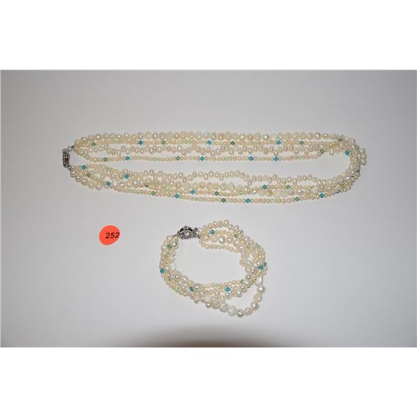 MULTI STRAND PEARL NECKLACE & BRACELET