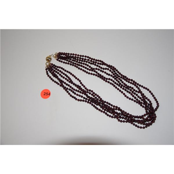 14K MULTI STRAND GARNET NECKLACE