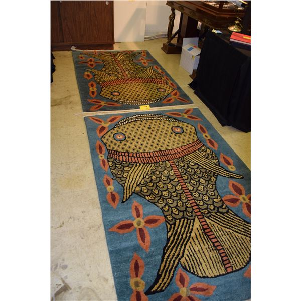 TURFENKIEN ARTISAN CARPETS W/FISH DESIGN (4' X 6') (PAIR)