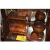 Image 1 : KOA GLASS DISPLAY CASE (1 CRACK), KOA LETTER HOLDER & HOUSE OF KOA BOWL; SIGNED (3 PCS)