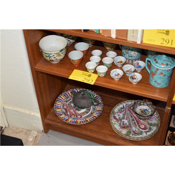 MIXED LOT: ASSORTED PORCELAIN BOWLS, CUPS, SPOONS, PLATES & CERAMIC TEA POT (49 PCS)