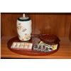Image 3 : MIXED LOT: KUTANI COVERED JAR, JAPANESE TEA BOWLS BY HOZAN, CHOP STICK RESTS & ELECTRIC WARMER (20 P