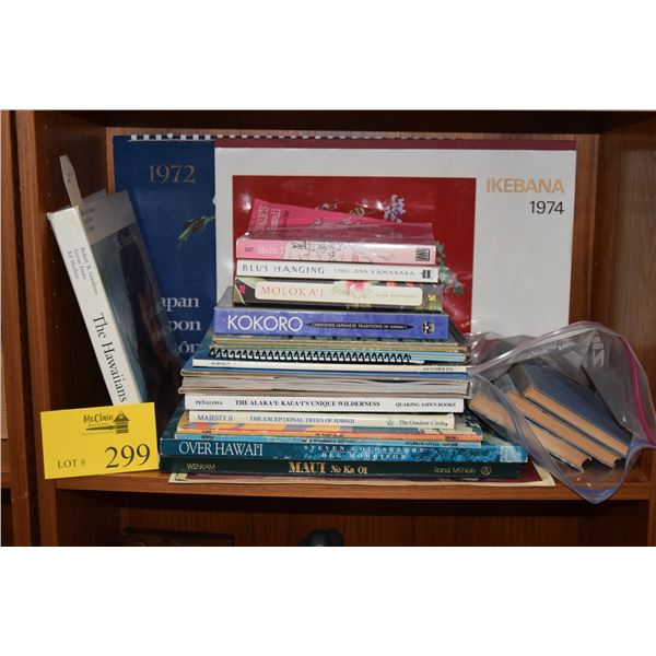 COLLECTION OF BOOKS, MAGAZINES, CALENDARS (MOSTLY ON HAWAII) & BLANDING BOOKS (1 SIGNED)