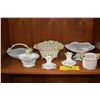 Image 1 : COLLECTION OF WOVEN BONE CHINA: COMPOTE, CANDLE STICKS, BON BON, BASKETS (CAPODIMONTE, DENTON, ETC.)