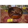 Image 1 : MONKEYPOD BOWL W/BLACK CORAL, SHELLS, FLOATS & TURTLE CARVING