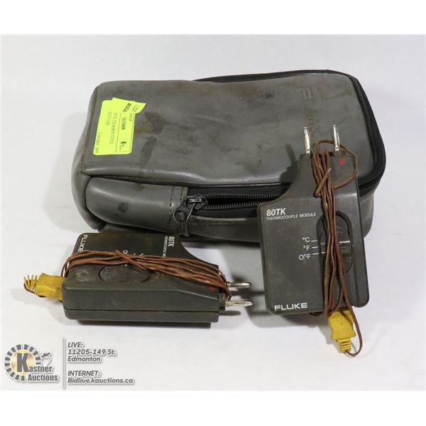2 FLUKE 80 TK THERMOCOUPLE MODULES IN CASE