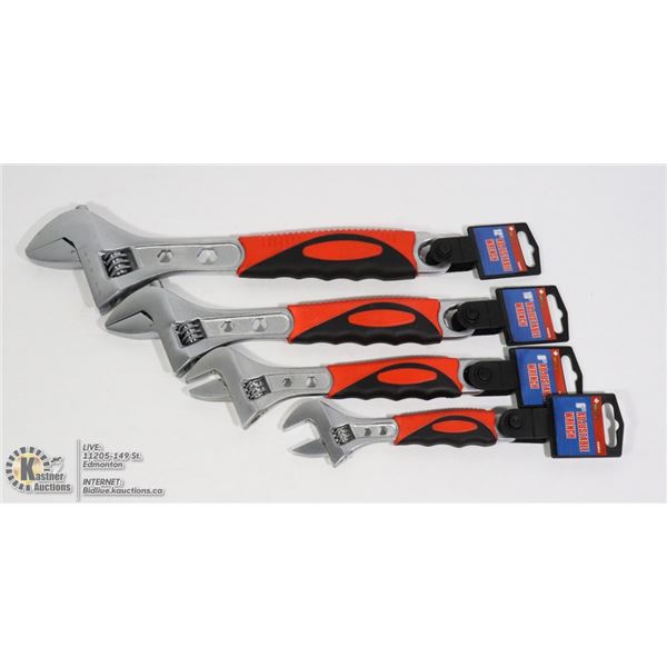 NEW 4 PROGRADE ADJUSTABLE WRENCHES