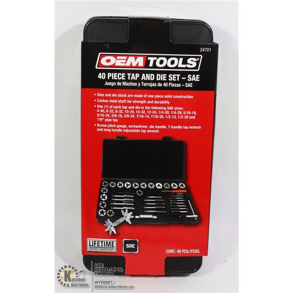 NEW OEMTOOLS 40 PC TAP & DIE SET - SAE