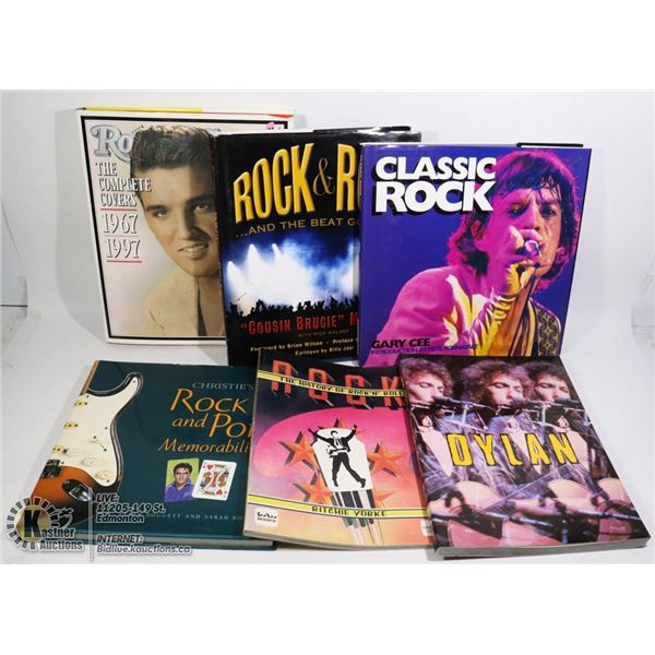 FLAT OF ROCK AND ROLL BOOKS INCLUDING ROLLING STONE