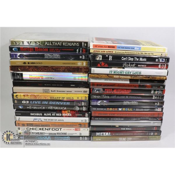 FLAT OF CONCERT/ MUSIC DVDS INCLUDING METALLICA,