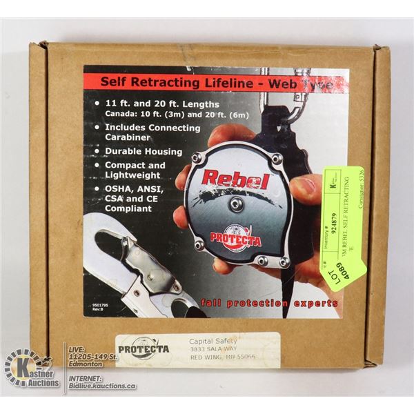 NEW 3M REBEL SELF RETRACTING LIFELINE
