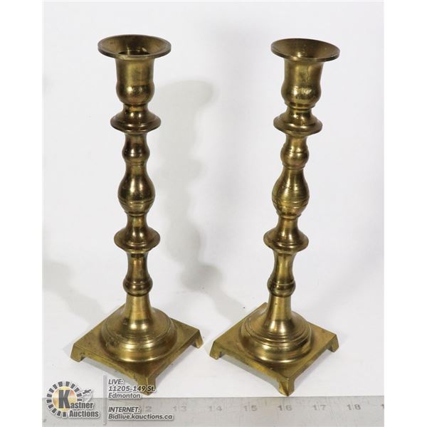 PAIR SOLID BRASS CANDLESTICKS