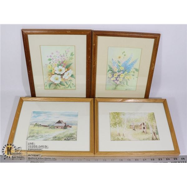 4 WATER PAINTING OF SCENERY BY M. BOLDWIN