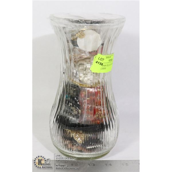 LARGE JAR FILLED WITH ESTATE JEWELRY