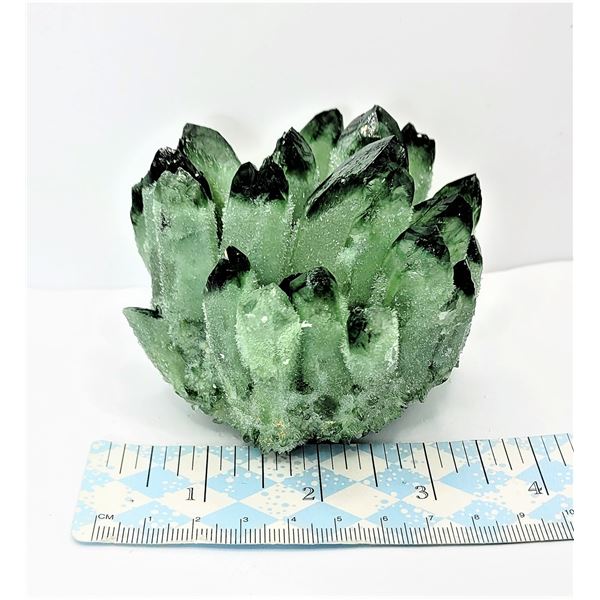 19)  GREEN PHANTOM QUARTZ CRYSTAL CLUSTER