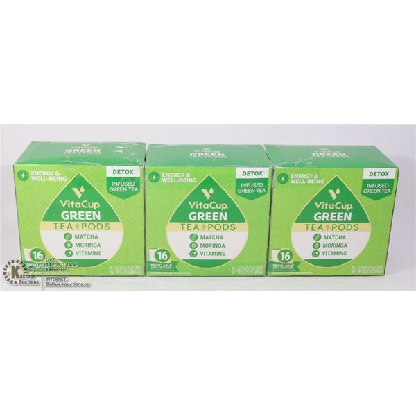 3  BOXES OF VITA CUP GREEN TEA PODS