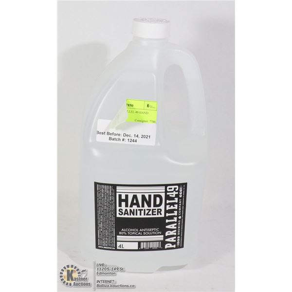 4L JUG OF PARRALLEL 49 HAND SANITIZER