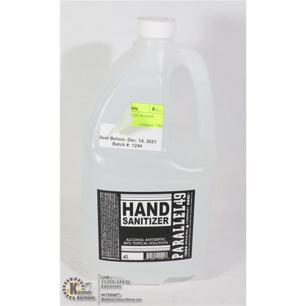 4L JUG OF PARRALLEL 49 HAND SANITIZER