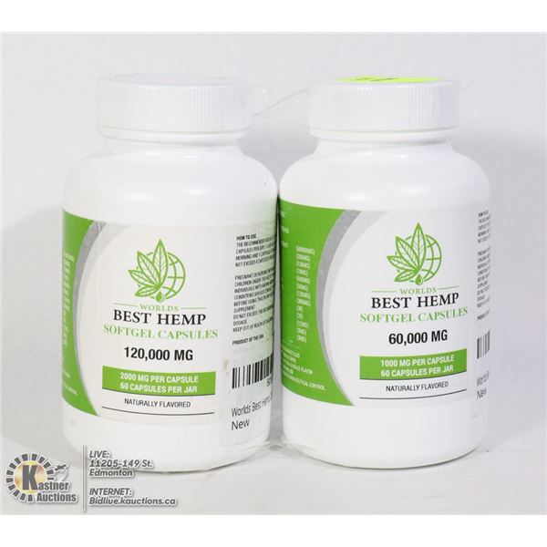 TWO BOTTLES OF WORLDS BEST HEMP SOFTGEL