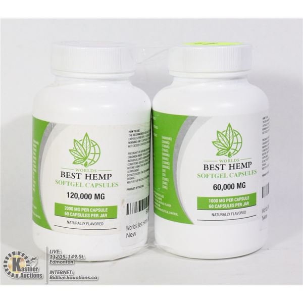 TWO BOTTLES OF WORLDS BEST HEMP SOFTGEL