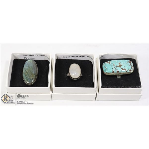 LABRADORITE SILVER RING 925, MOONSTONE SILVER