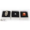 Image 1 : SILVER SOLITAIRE RING 925, CORAL COPPER RING,