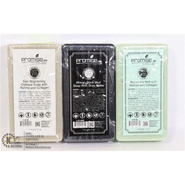 3 ASSORTED BARS OF PROMISE CBD BAR SOAP