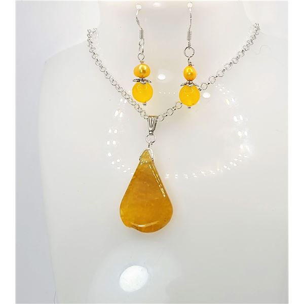 20)  SET OF YELLOW DRAGON'S VEIN TEARDROP