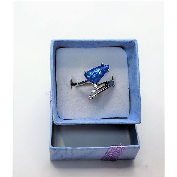 24)  LAB CREATED BLUE FIRE OPAL AND CLEAR