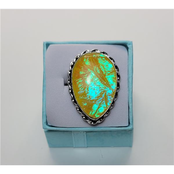 23)  YELLOW FIRE AUSTRALIAN OPAL RING SET
