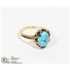Image 1 : 10 K GOLD RING WITH TURQUOISE STONE