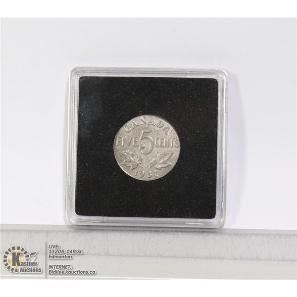 HIGH GRADE 1931 CANADIAN GEORGE V 5 CENT COIN