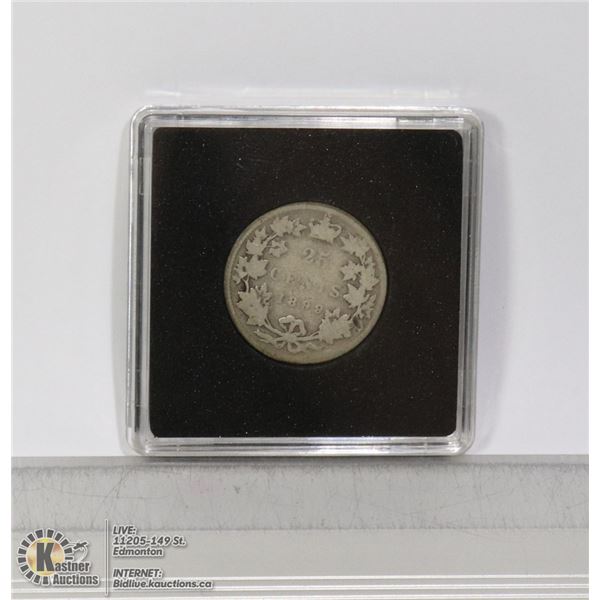1899 VICTORIAN CANADIAN SILVER 25 CENT COIN