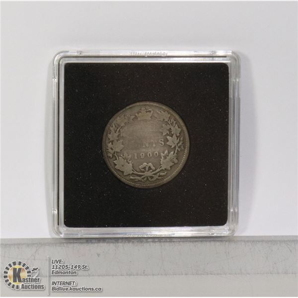 1900 VICTORIAN CANADIAN SILVER 25 CENT COIN