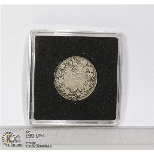 1911 "GODLESS OBVERSE" SILVER 25 CENT COIN