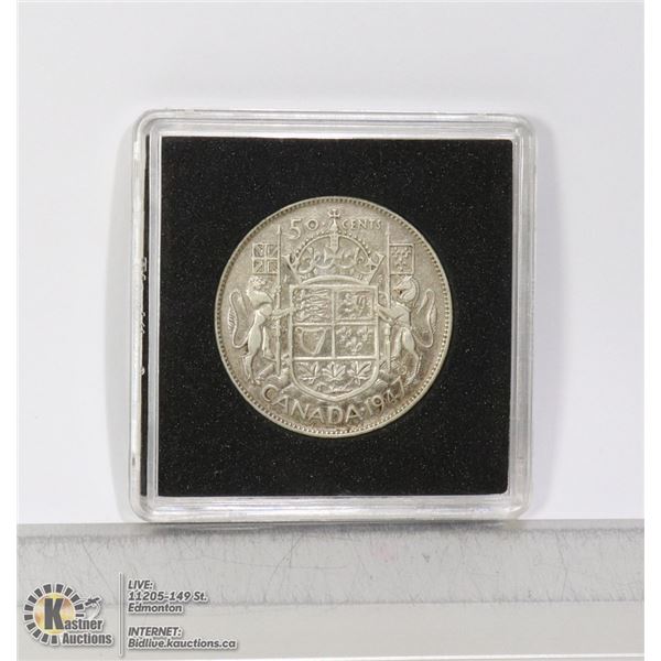 1947 STRAIGHT 7 LOW MINTAGE CANADIAN SILVER 50 CEN