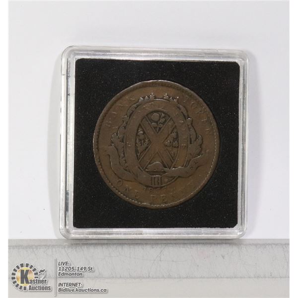 PROVINCE OF CANADIAN 1 CENT 1837 CITY BANK ISSUE