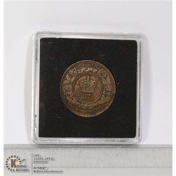1864 NEW BRUNSWICK LARGE CENT COIN