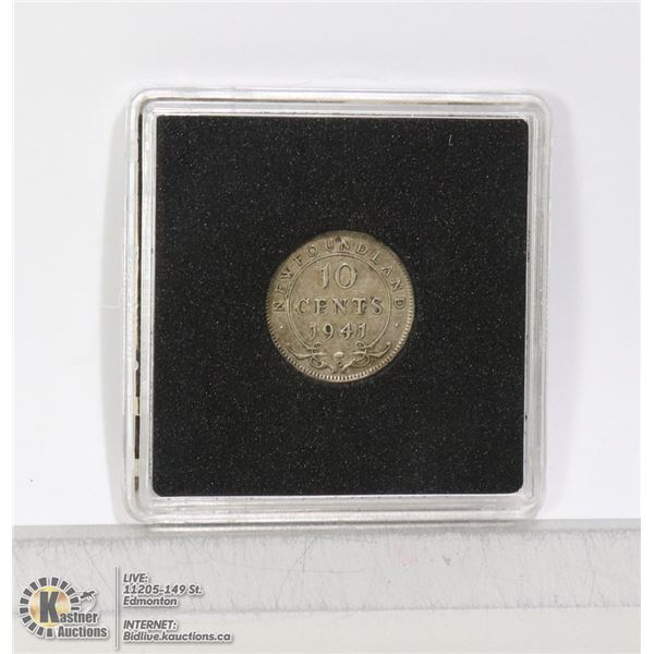 1941 NEWFOUNDLAND SILVER 10 CENT COIN