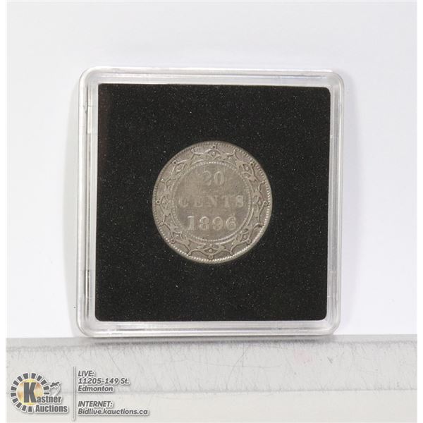 1896 VICTORIAN NEWFOUNDLAND SILVER 20 CENT COIN
