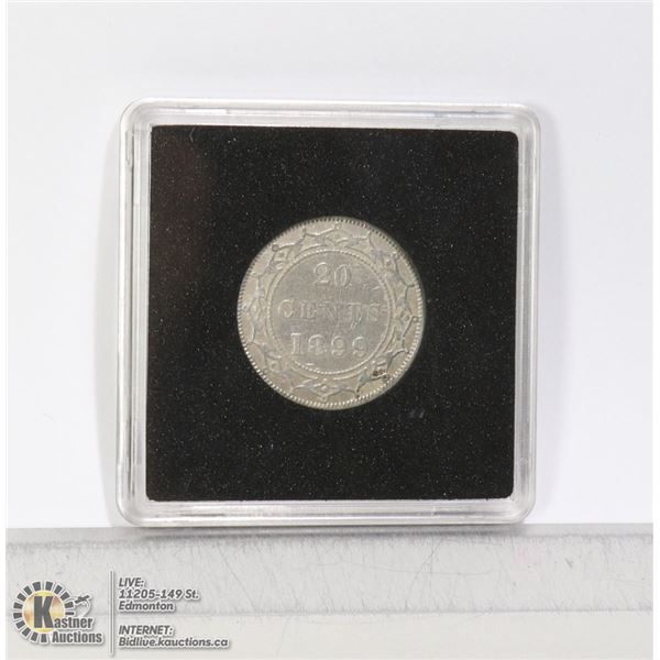 1899 VICTORIAN NEWFOUNDLAND SILVER 20 CENT COIN