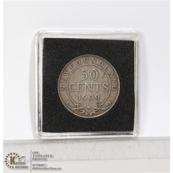1909 EDWARDIAN NEWFOUNDLAND SILVER 50 CENT