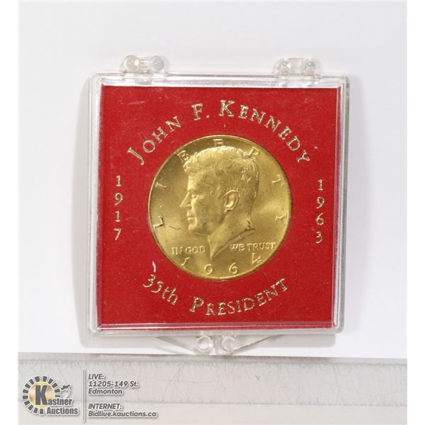 1964 .900 SILVER GOLD PLATED KENNEDY 50 CENT