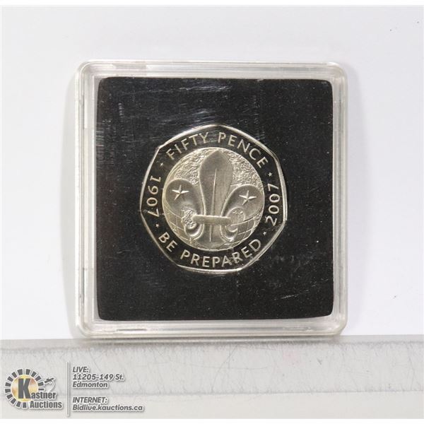 2007 GREAT BRITAIN PROOF 50 PENCE "SCOUTS"